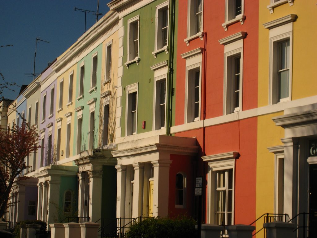 A colorful row of houses
